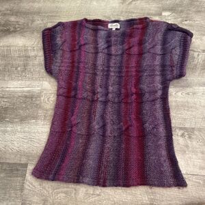 Fioreblu Ombré Sweater Women's M Cable Knit‎ Fish Knit Purple Italy Striped